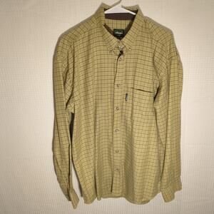 Le Chameau Large Button Up Shirt Beige Brown Check Long Sleeve Hunting Outdoor
